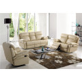 Mueble reclinable manual de cuero de color beige